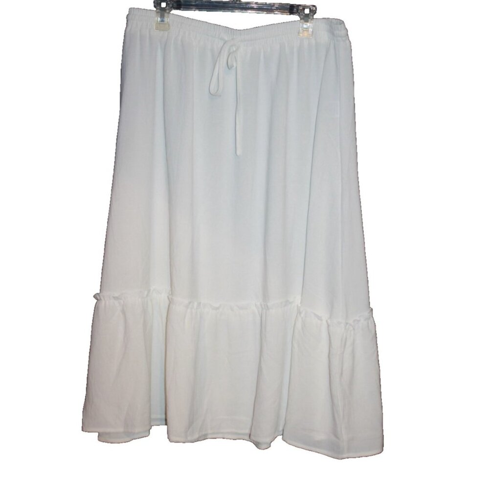 Bluetime Midi Skirt White Drawstring Waist Cottage Core Prairie Plus Size 2XL